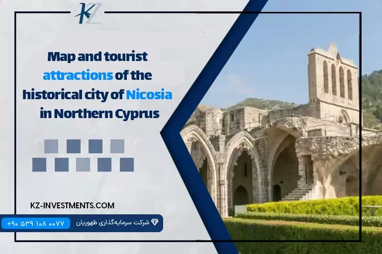 Map and tourist attractions of the historical city of Nicosia in Northern Cyprus