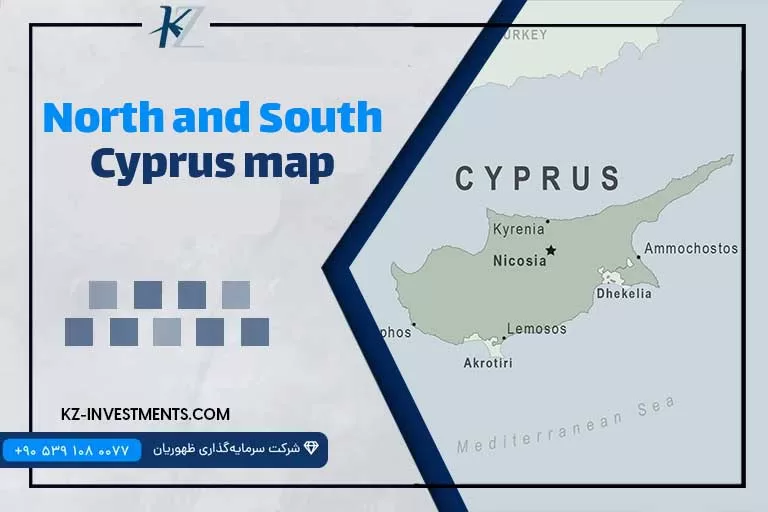 North and South Cyprus map